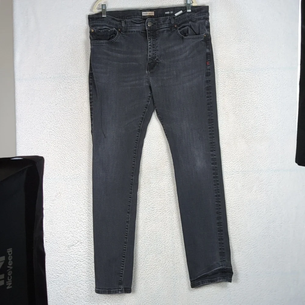 Warp + Weft Men's Black Flex Skinny‎ Denim Jeans 38 X 34